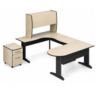 Conjunto Ejecutivo Diagonal de Oficina - GEBESA CYBER - Frente 160 cm - Estructura de Acero - GAK121MM3M28 - GEBESA - NOGAL BEAT - Escritorio de Oficina