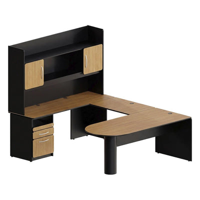 Conjunto Ejecutivo para Oficina Directiva - GEBESA BASIC - Frente 180 cm - GBA120 - GEBESA - NOGAL BEAT - Escritorio de Oficina