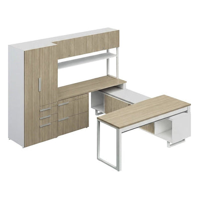 Conjunto Presidente para Dirección - GEBESA G-CONNECT - Pata “O” - Frente 255 cm - Derecha - GBG110RCN - GEBESA - NOGAL BEAT - Escritorio de Oficina