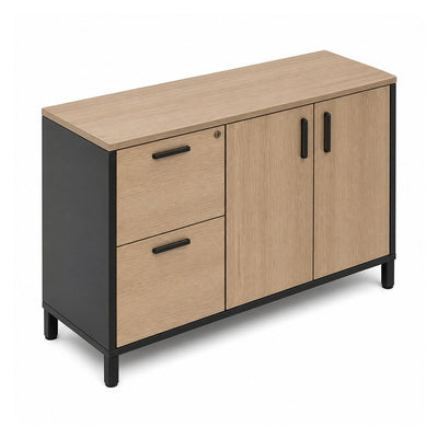 Credenza para Oficina Alta con 2 Gavetas de Archivo - VERSA READY - Varios Colores - 2 Puertas Abatibles Melamínicas con 1 Entrepaño Interno - RE-842I - VERSA - NOGAL BEAT - Credenza