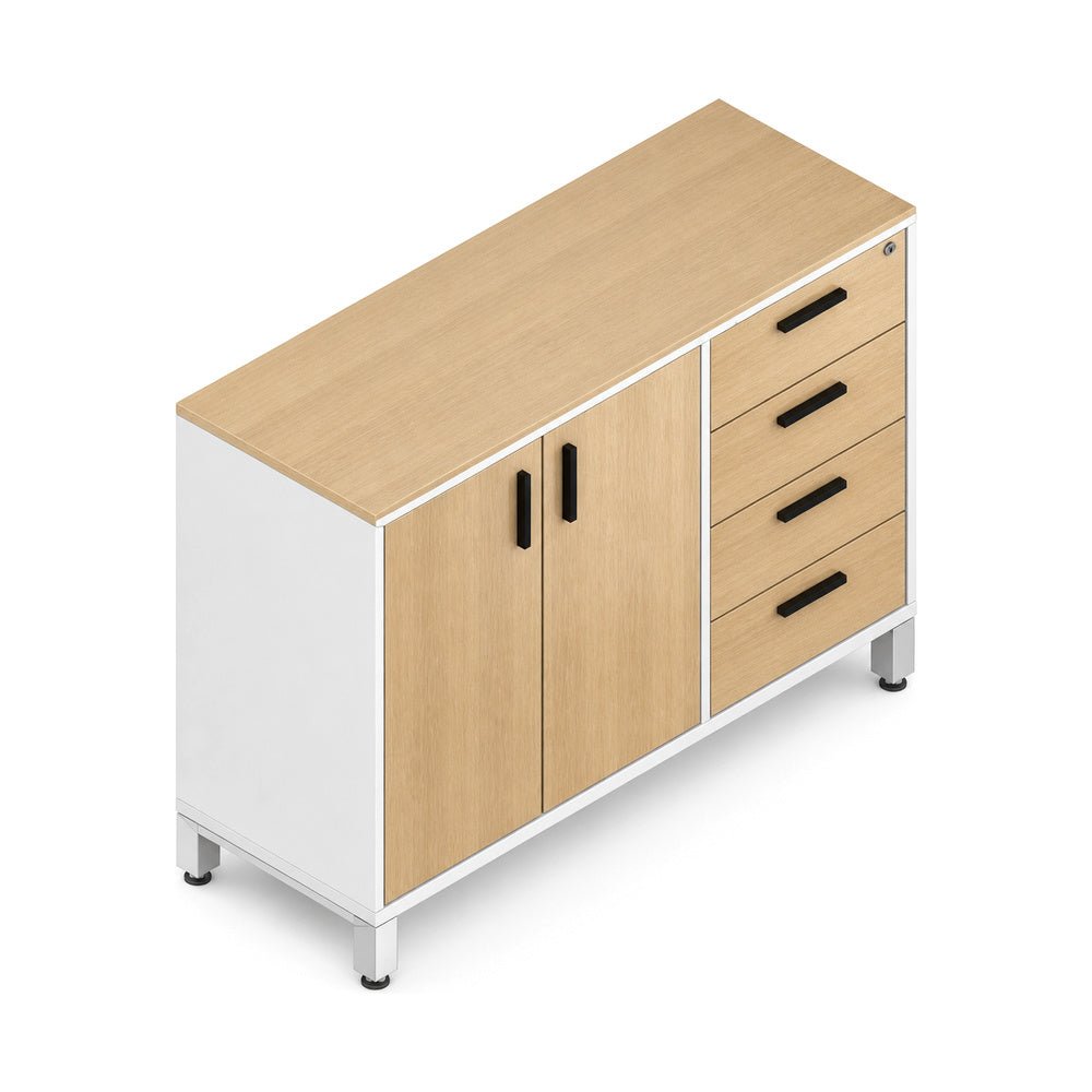 Credenza para Oficina Alta Derecha - VERSA VENTO PLUS - Varios Colores - 2 Puertas Melamínicas con 1 Entrepaño Interno Ajustable - VP-844D VENTO PLUS - VERSA - NOGAL BEAT - Credenza