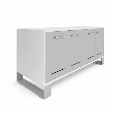 Credenza para Oficina Baja con Puertas Metálicas con Cerradura (2) - VERSA AXIO - Blanco/Gris - Frente 120 cm y Altura 57 cm - Entrepaños Internos Melamínicos Ajustables - AO-812 - VERSA - NOGAL BEAT - Credenza