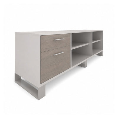 Credenza para Oficina Baja Fija con Cajonera (cerradura+gaveta Folder Colgante) - VERSA AXIO - Varios Colores - Frente 180 cm - Entrepaño Metálico Troquelado - AO-822D - VERSA - NOGAL BEAT - Credenza
