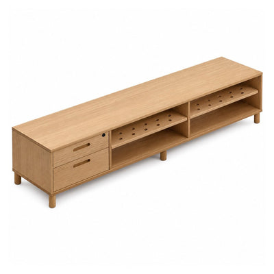 Credenza para Oficina Baja - VERSA READY - Varios Colores - Altura 52 cm - 2 Entrepaños Metálicos Estampado Plug Ajustables en Altura - RE-822IM - VERSA - NOGAL BEAT - Credenza
