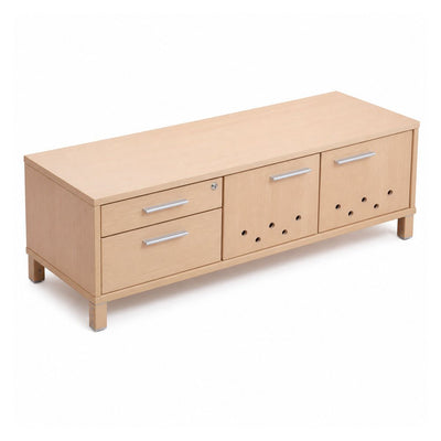 Credenza para Oficina Baja - VERSA READY - Varios Colores - Altura 57 cm - 2 Puertas Metálicas Estampado Plug con Cerradura - RE-814I - VERSA - NOGAL BEAT - Credenza