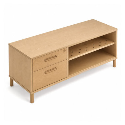Credenza para Oficina Baja - VERSA READY - Varios Colores - Altura 57 cm - Entrepaño Metálico Estampado Plug con Ajuste de Altura - RE-804I - VERSA - NOGAL BEAT - Credenza