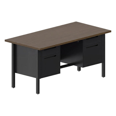 Escritorio 4 Gavetas para Área Administrativa - GEBESA NOVA - Frente 150 cm - Cubierta de Melamina y Base de Acero - GAN220150 - GEBESA - NOGAL BEAT - Escritorio de Oficina