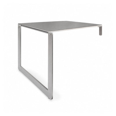 Escritorio de Oficina Bench para 2 Usuarios con 2 Patas - VERSA AXIO - Blanco/Gris - Frente 180 cm - Riel Central Aluminio - AO-748 - VERSA - NOGAL BEAT - Escritorio de Oficina