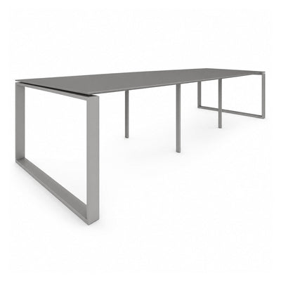 Escritorio de Oficina Bench para 6 Usuarios - VERSA AXIO - Blanco/Gris - Frente 480 cm - Riel Central en Aluminio - AO-726 - VERSA - NOGAL BEAT - Escritorio de Oficina