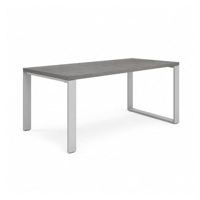 Escritorio de Oficina Configurable en Bateria - VERSA AXIO - Blanco/Gris - 140 × 75 cm - 2 Patas Sobre Credenza - AO-233N - VERSA - NOGAL BEAT - Escritorio de Oficina