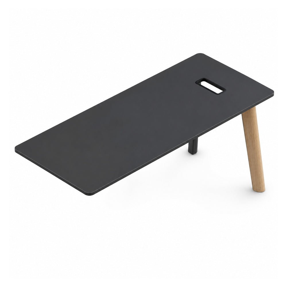 Escritorio de Oficina Recto - VERSA DASH - Estructura Metálica Negra con Patas de Madera de Haya y 2 Patas - 200 × 75 cm - DS-150 - VERSA - NOGAL BEAT - Escritorio de Oficina