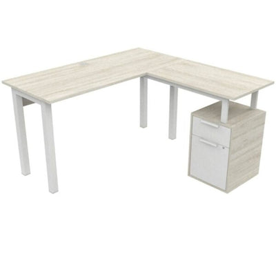 Escritorio de oficina OFIK MOD 1020 con archivero, estructura de acero y madera