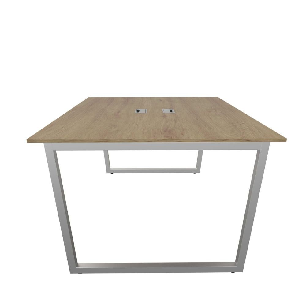 ESCRITORIO OFIK VASARI 871 | Escritorio de Trabajo 806 | Para 2 Personas | Tubular Acero | Melamina | Grommet Aluminio | Canaleta | Interior - 871 - OFIK - NOGAL BEAT - Escritorio