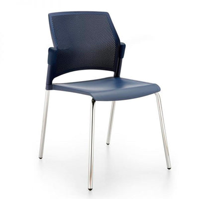Silla de sala de espera Labenze Replay con respaldo multiperforado y patas tubulares cromadas en varios colores
