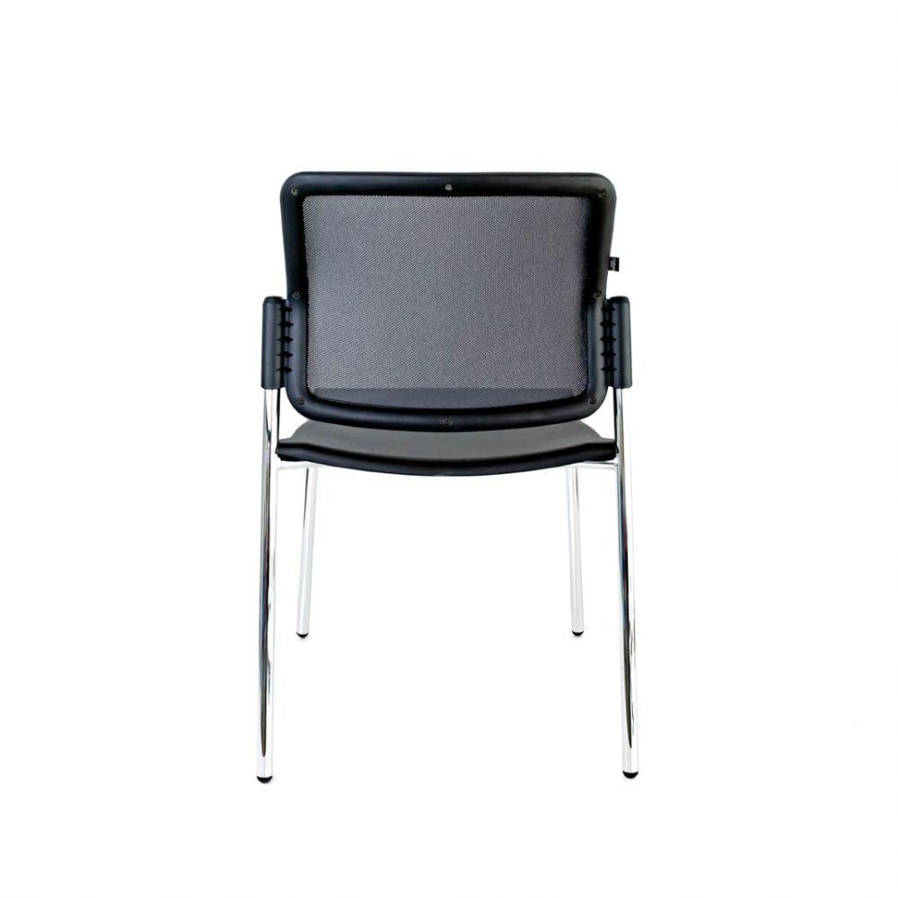 Silla de recepción Labenze Areta 106-2520 con asiento de polipropileno, respaldo de malla y patas tubulares cromadas