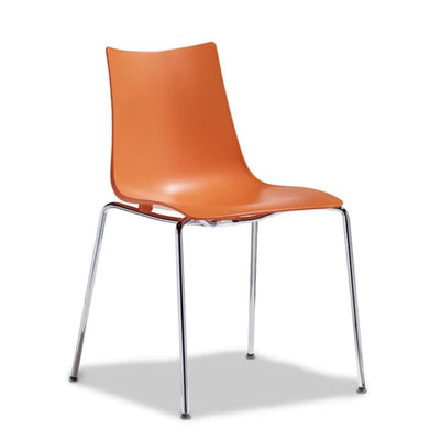 Silla comercial Labenze Zebra apilable en tecnopolímero reciclable con estructura tubular de acero