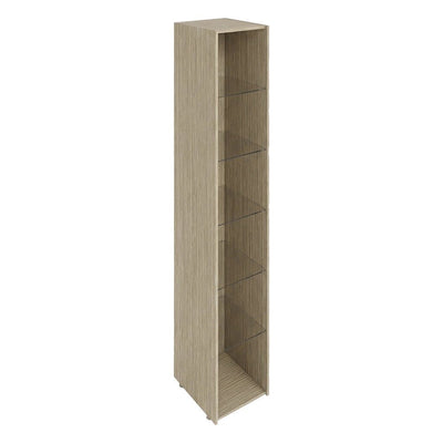 Librero a Piso Columna Abierto con Vidrio para Sala de Archivo - GEBESA BENTO - Frente 37.5 cm - Altura 215 cm - Cuerpo de Aglomerado - GCB464215CV - GEBESA - NOGAL BEAT - Librero