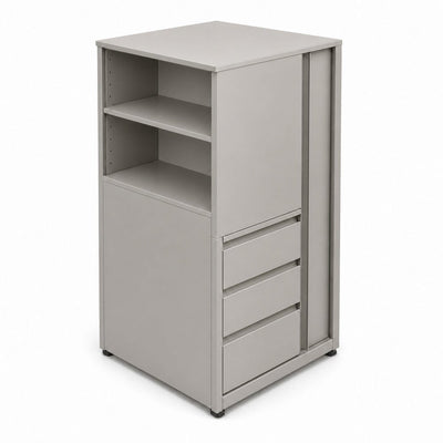 Librero a Piso Cuerpo Metálico para Despacho - GEBESA ARKA - Altura 140 cm - Mano Izquierda - GEA462140L - GEBESA - NOGAL BEAT - Librero