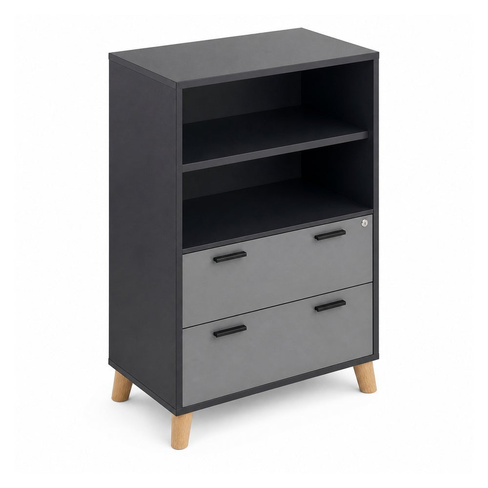 Librero Alto - VERSA DASH - Estructura Negra - Patas de Madera de Haya y Superior - DS-884 - VERSA - NOGAL BEAT - Librero