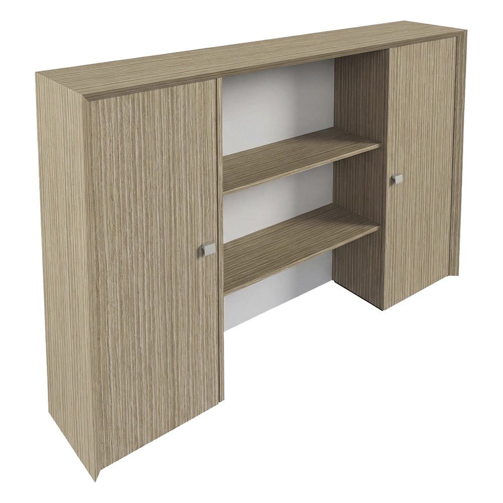Librero sobre Credenza para Área Ejecutiva - GEBESA CONTEMPO - Frente 180 cm - Con Puertas de Chapa - GCC470180SV - GEBESA - NOGAL BEAT - Librero