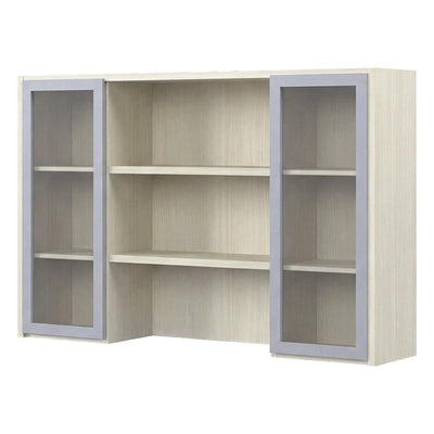 Librero sobre Credenza para Dirección - GEBESA PRIME - Frente 163 cm - 2 Puertas de Acrílico - GBR488165 - GEBESA - NOGAL BEAT - Librero