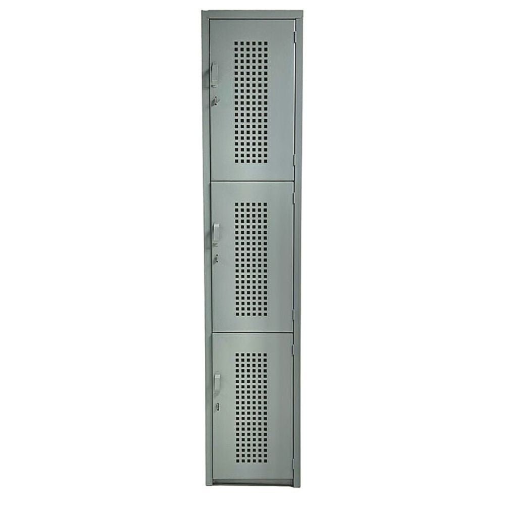 LOCKER OFIK 324 | Locker para Empresa | 3 Puertas | Perforado | Interior - 324 - OFIK - NOGAL BEAT - Mobiliario