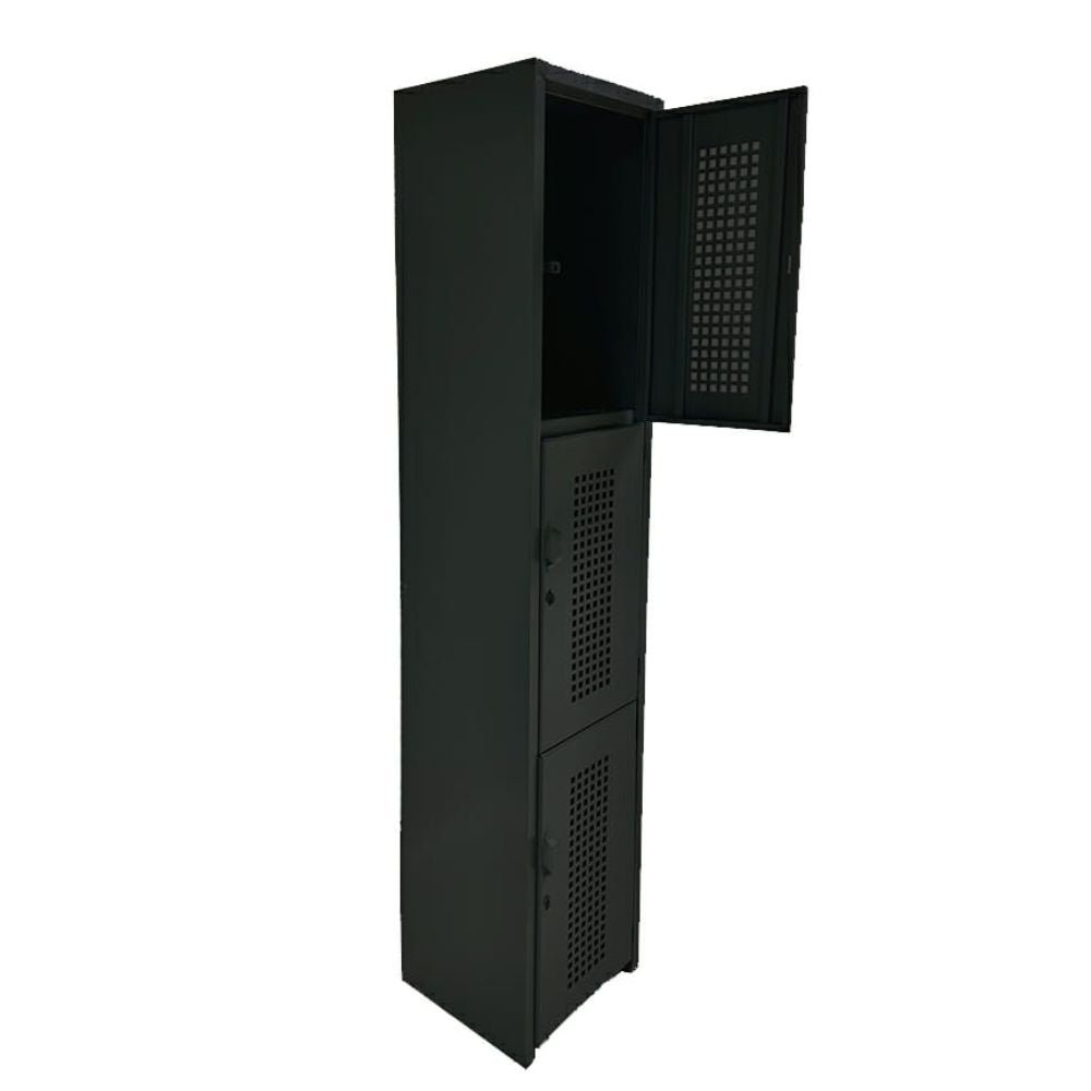 LOCKER OFIK 324 | Locker para Empresa | 3 Puertas | Perforado | Interior - 324 - OFIK - NOGAL BEAT - Mobiliario