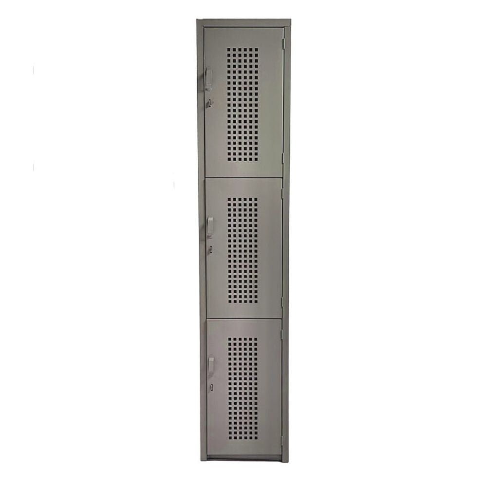 LOCKER OFIK 324 | Locker para Empresa | 3 Puertas | Perforado | Interior - 324 - OFIK - NOGAL BEAT - Mobiliario
