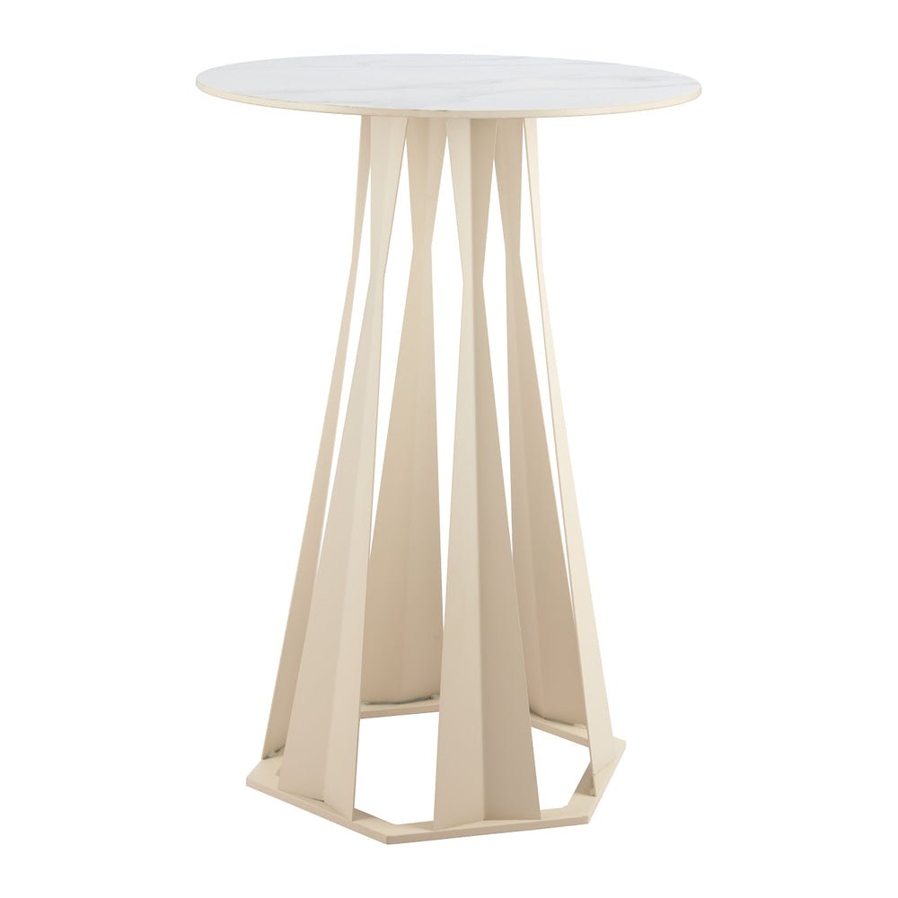 Mesa Alta para Snack Bar - ZUO AXIS - Blanco - Cubierta de Piedra Sinterizada Símil Mármol y Estructura de Acero con Recubrimiento en Polvo - 110868 - Zuo - NOGAL BEAT - Mesa Comercial Interior