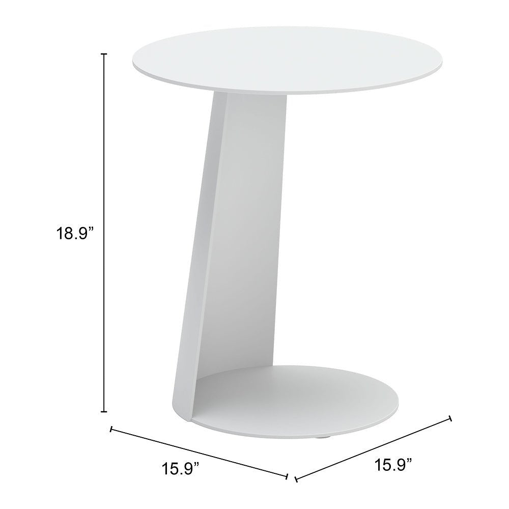 Mesa Auxiliar de Terraza para Áreas de Estar - ZUO SUNNY ISLES - Blanco - Estructura y Cubierta en Aluminio con Recubrimiento en Polvo - 704020 - Zuo - NOGAL BEAT - Mesa de Terraza