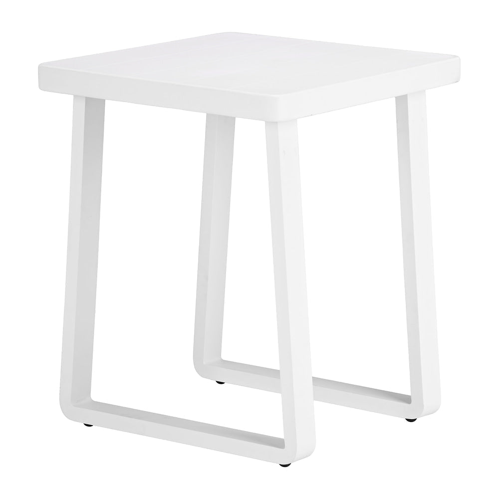 Mesa Auxiliar de Terraza para Áreas de Estar - ZUO WELT - Blanco - Cubierta de Aluminio Símil Madera y Estructura de Aluminio con Recubrimiento en Polvo - 704207 - Zuo - NOGAL BEAT - Mesa de Terraza