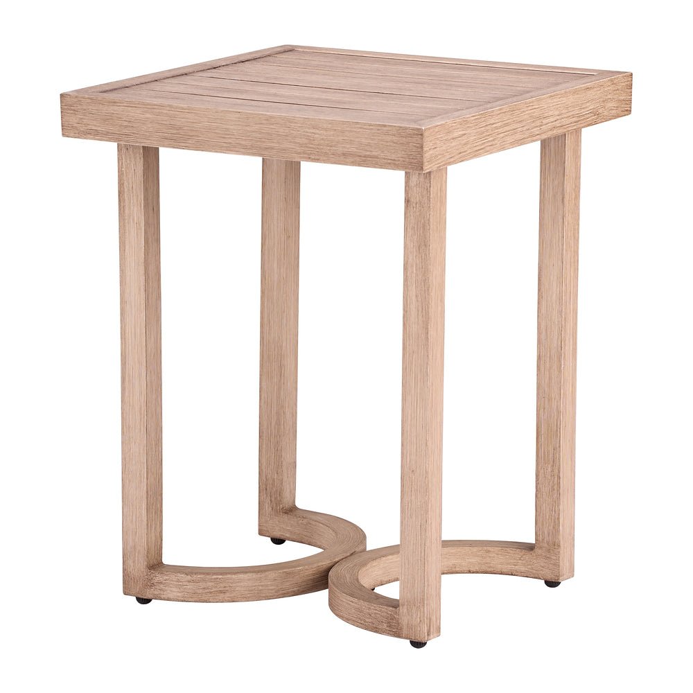 Mesa Auxiliar de Terraza para Restaurante - ZUO LETO - Café - Cubierta de Aluminio Símil Madera y Estructura de Aluminio - 704206 - Zuo - NOGAL BEAT - Mesa de Terraza