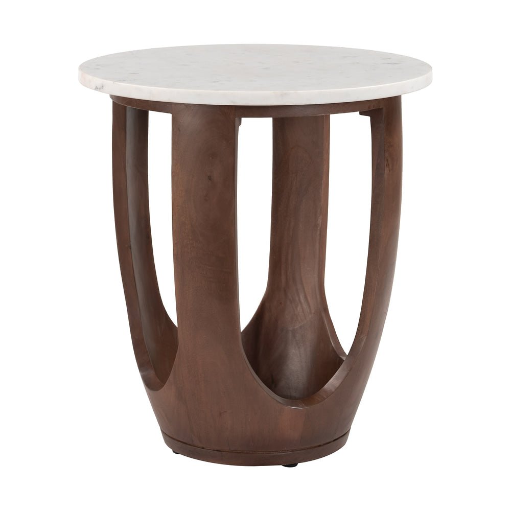 Mesa Auxiliar para Coworking - ZUO VAAN - Varios Colores - Cubierta de Mármol Natural y Estructura de Mango Macizo - 111039 - Zuo - NOGAL BEAT - Mesa Comercial Interior