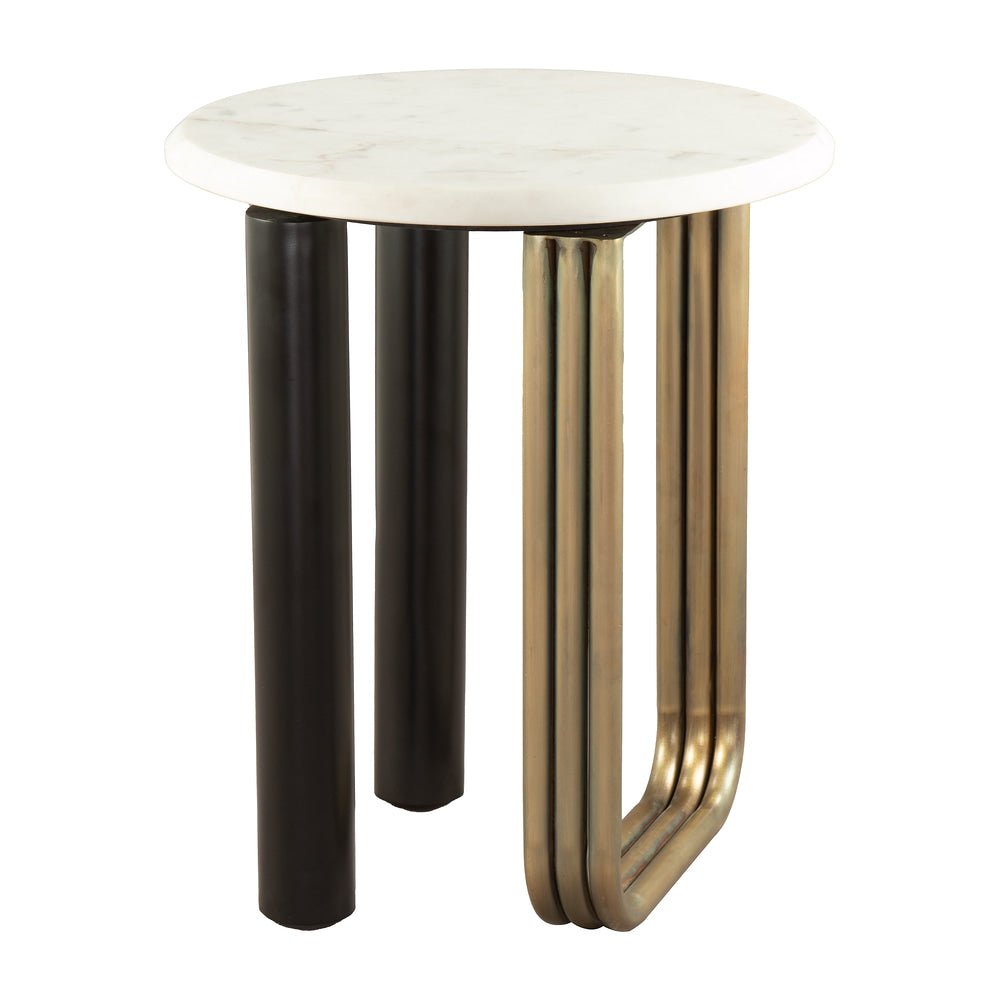 Mesa Auxiliar para Lounge - ZUO ELYN - Multicolor - Cubierta de Mármol y Estructura de Hierro con Recubrimiento en Polvo - 110951 - Zuo - NOGAL BEAT - Mesa Comercial Interior