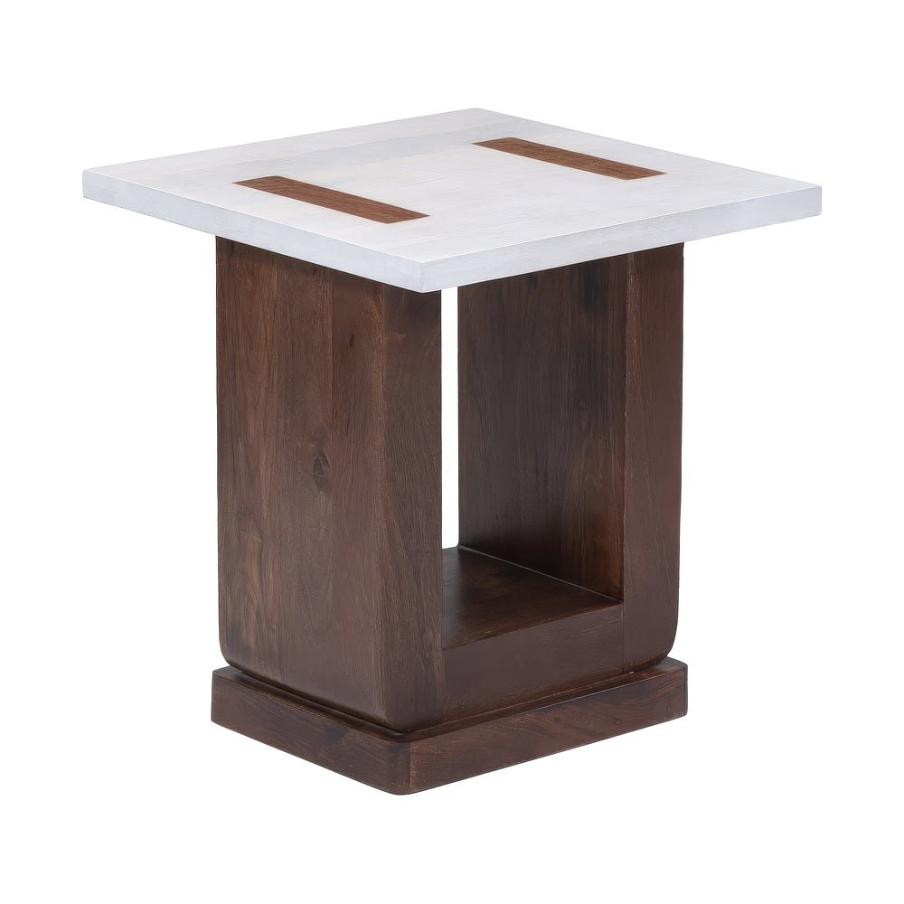 Mesa Auxiliar para Recepción - ZUO HASSAN - Blanco - Estructura y Cubierta en Madera de Mango - 111064 - Zuo - NOGAL BEAT - Mesa Comercial Interior