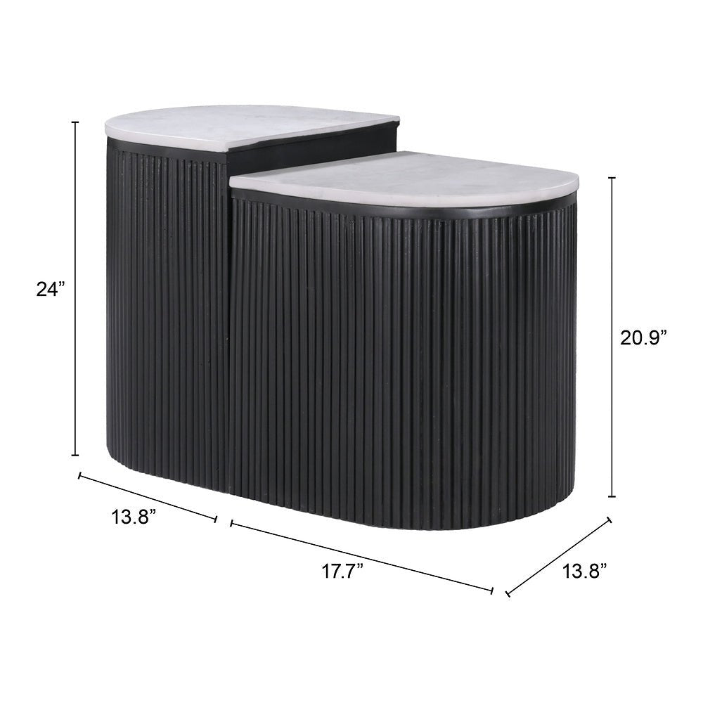 Mesa Auxiliar para Recepción - ZUO ORMARA - Varios Colores - Cubierta de Mármol Natural y Estructura de Madera de Mango - 109919 - Zuo - NOGAL BEAT - Mesa Comercial Interior