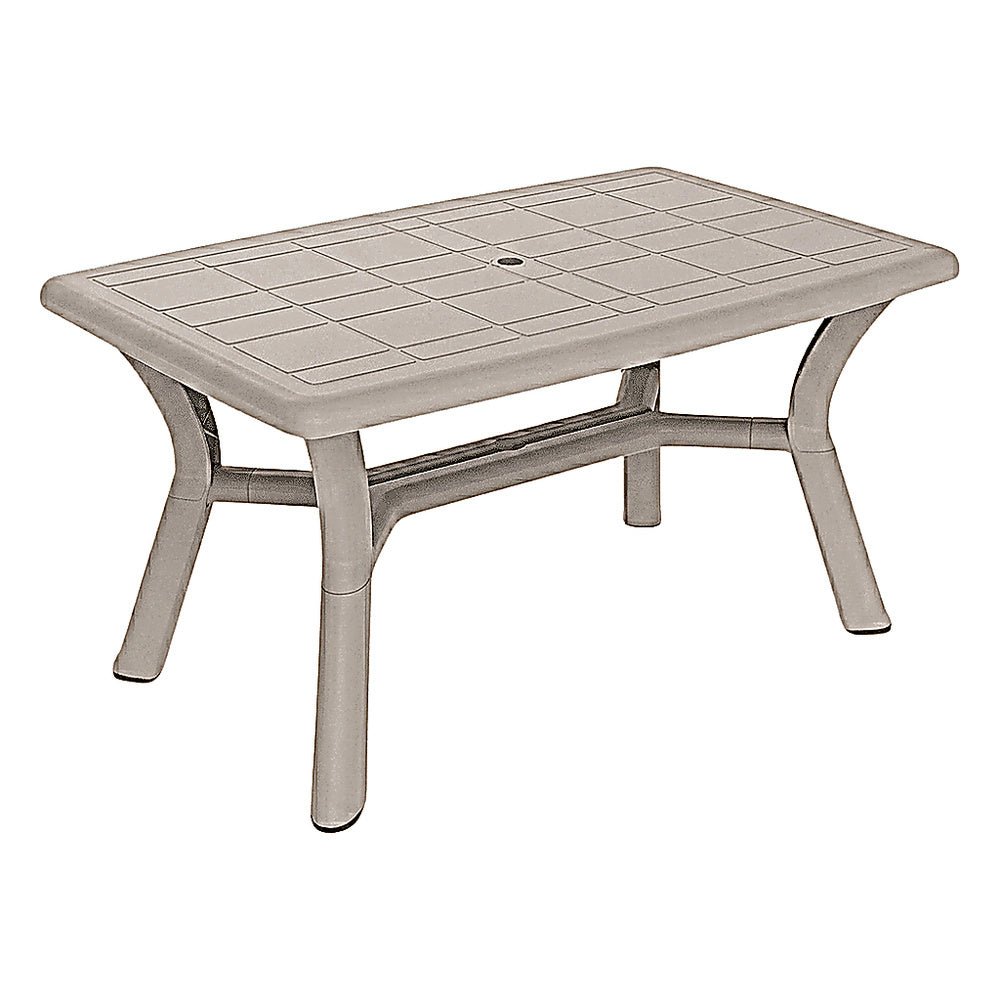 Mesa Comercial al Aire Libre Agujero Parasol - RESOL DALIA 140 X 90 - Varios Colores - 4 Puntas Enlazadas con Tacos Antideslizantes y Protección UV - 06679 - Resol - NOGAL BEAT - Mesa de Terraza