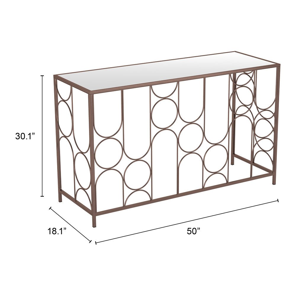 Mesa Consola para Área de Descanso - ZUO CONVALE - Bronce - Cubierta de MDF y Estructura de Acero Pintado - 109836 - Zuo - NOGAL BEAT - Mesa Comercial Interior