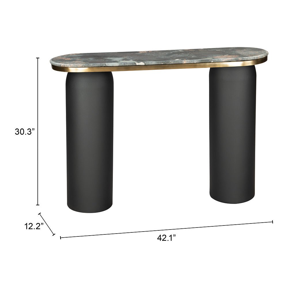 Mesa Consola para Recepción - ZUO LUXOR - Multicolor - Cubierta de Mármol Natural y Estructura de Hierro Electrochapado - 109761 - Zuo - NOGAL BEAT - Mesa Comercial Interior