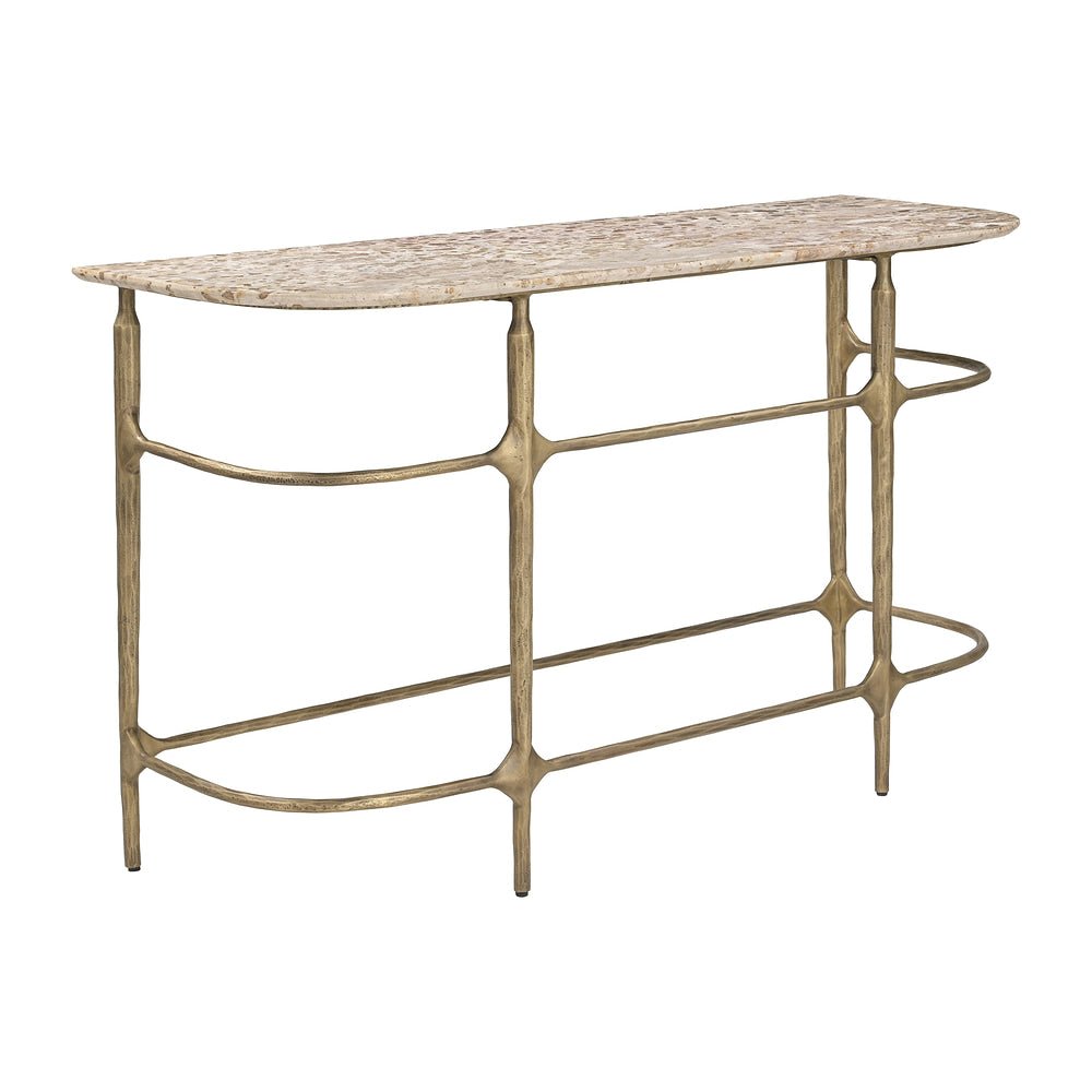 Mesa Consola para Sala de Espera - ZUO ROCHESTER - Varios Colores - Cubierta de Mármol Natural y Estructura de Hierro Forjado - 111293 - Zuo - NOGAL BEAT - Mesa Comercial Interior