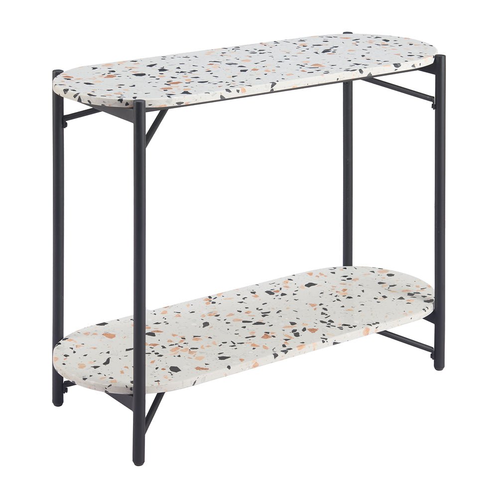 Mesa Consola para Sala de Espera - ZUO TUXEDO - Multicolor - Cubierta de Piedra Símil Terrazo y Estructura de Acero Sableado - 110322 - Zuo - NOGAL BEAT - Mesa Comercial Interior