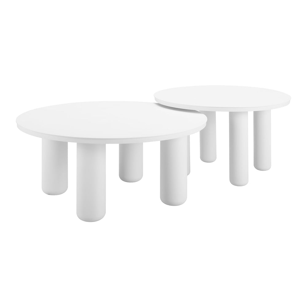 Mesa de Centro para Terraza y Áreas de Estar - ZUO OLA - Blanco - Estructura y Cubierta en Aluminio con Recubrimiento en Polvo - 704075 - Zuo - NOGAL BEAT - Mesa de Terraza