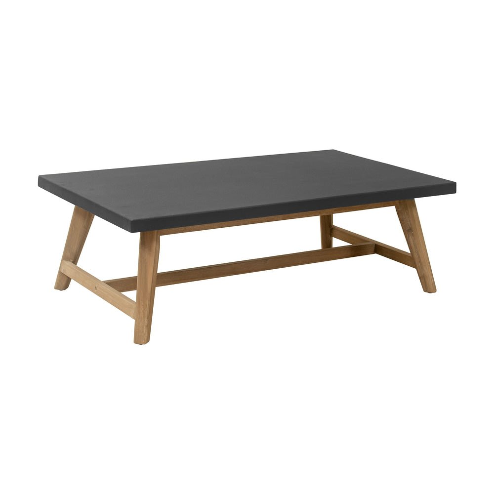 Mesa de Centro para Terraza y Club de Playa - ZUO DERT - Gris - Cubierta de Duralcrete Símil Concreto y Estructura de Madera de Acacia - 704092 - Zuo - NOGAL BEAT - Mesa de Terraza