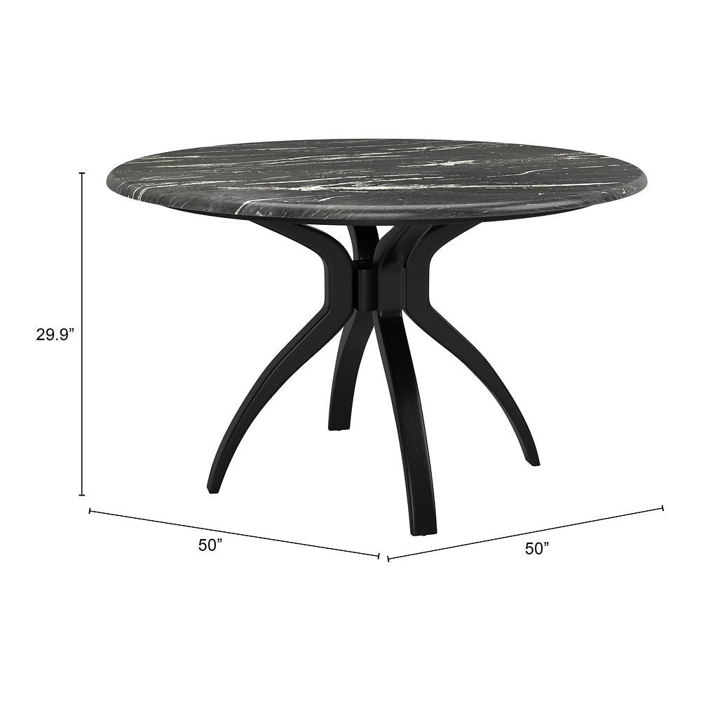 Mesa de Comedor para Bistró - ZUO SUMAY - Negro - Cubierta de Piedra HPL Símil Mármol y Estructura de Acero - 110086 - Zuo - NOGAL BEAT - Mesa Comercial Interior