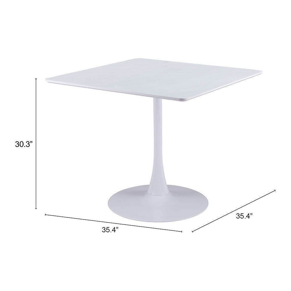 Mesa de Comedor para Salón de Eventos - ZUO MOLLY - Blanco - Cubierta de MDF Símil Madera y Estructura de Acero con Recubrimiento en Polvo - 109559 - Zuo - NOGAL BEAT - Mesa Comercial Interior