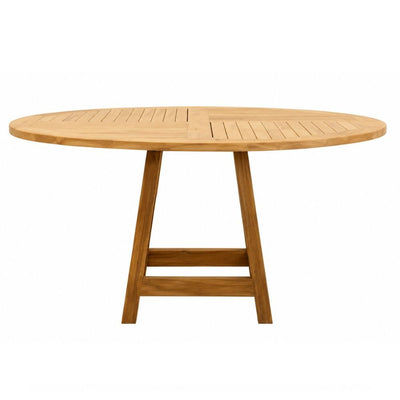 Mesa de Terraza para Cafetería - NOGAL BEAT PARQUETE - Ø150 cm - Natural - Madera Teca - MESA PARQUETE D:150 Natural - CAMCO - NOGAL BEAT - Mesa de Terraza
