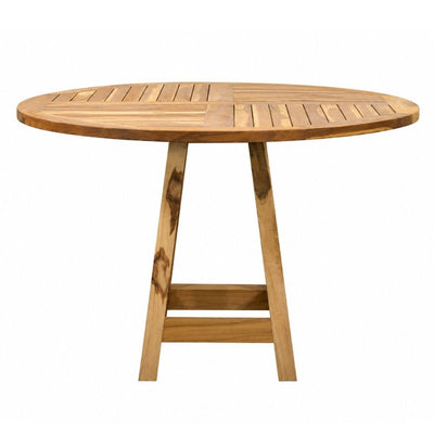 Mesa de Terraza para Hotel - NOGAL BEAT PARQUETE - Ø135 cm - Natural - Madera Teca - MESA PARQUETE D:135 Natural - CAMCO - NOGAL BEAT - Mesa de Terraza