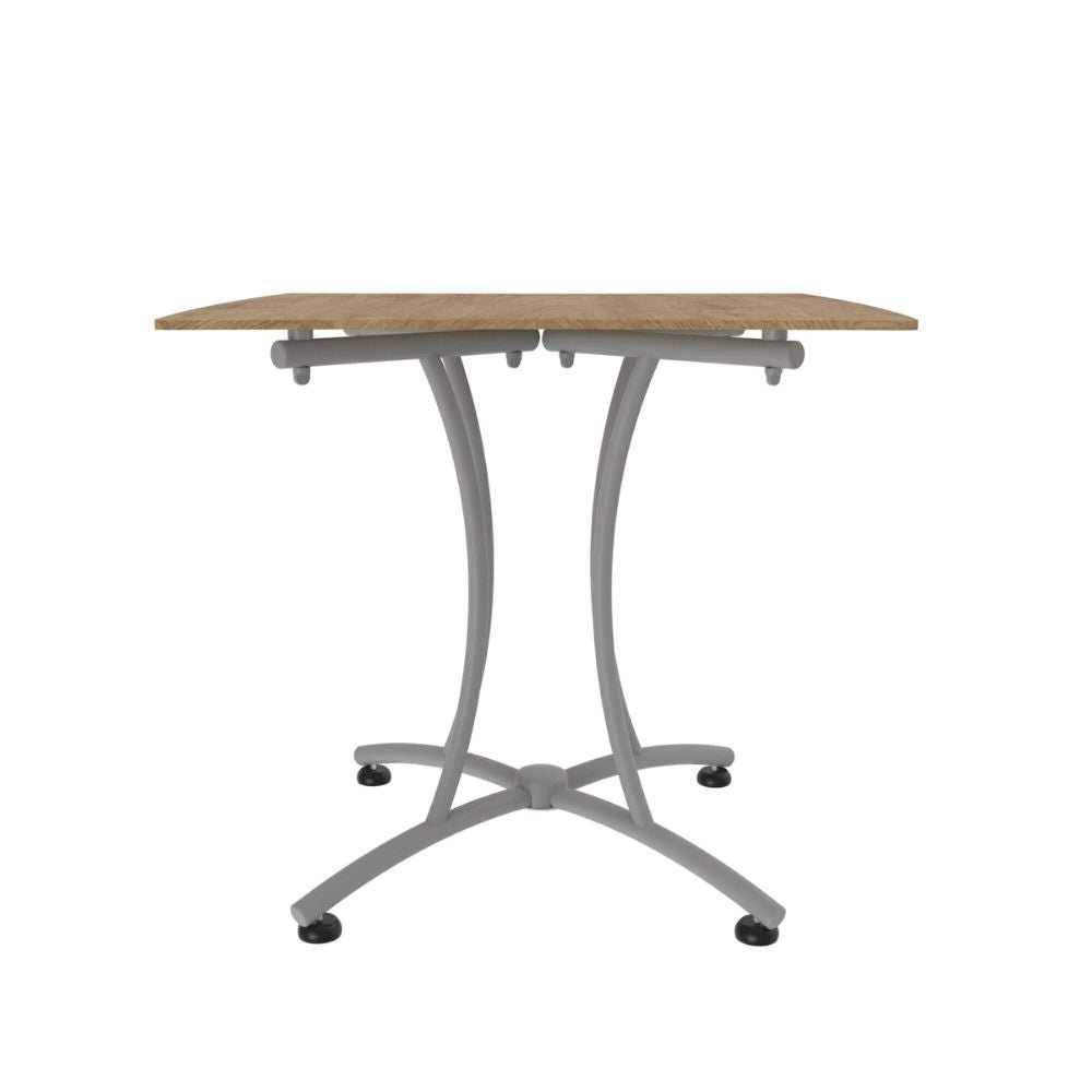 MESA OFIK 253 | Mesa de Restaurante Palermo 702 | Tubo Acero | Regatón Nivelador | Tapón Redondo | Melamina | Interior - 253 - OFIK - NOGAL BEAT - Mesas