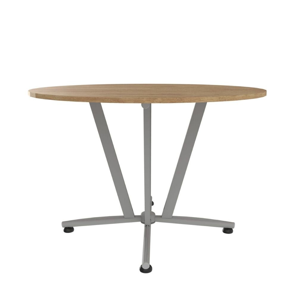 MESA OFIK NAPOLES 272 | Mesa Redonda 719 | Regatón Nivelador | Melamina | Tapones Plano | Interior - 272 - OFIK - NOGAL BEAT - Mesas