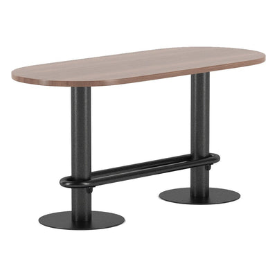 Mesa Ovalada para Comedor de Empresa - GEBESA GRC FRANKIE - Alto 90 cm - Base de Acero - GGRF550307236 - GEBESA - NOGAL BEAT - Mesa Comercial Interior